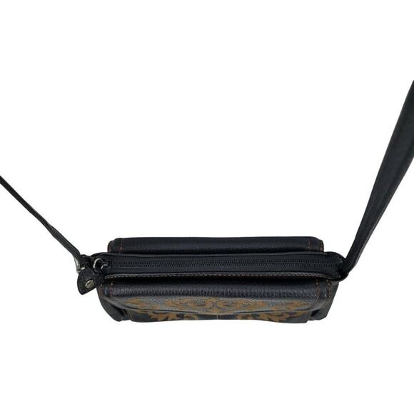 Brighton Black‎ Leather Crossbody Embroidered Multiple Pockets Strap - Picture 15 of 16